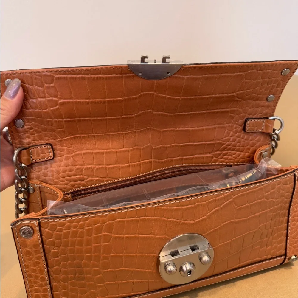 Michael Kors Crocodile Alligator Printed Leather Handbag Chain Link Shoulder Bag - Picture 4 of 8